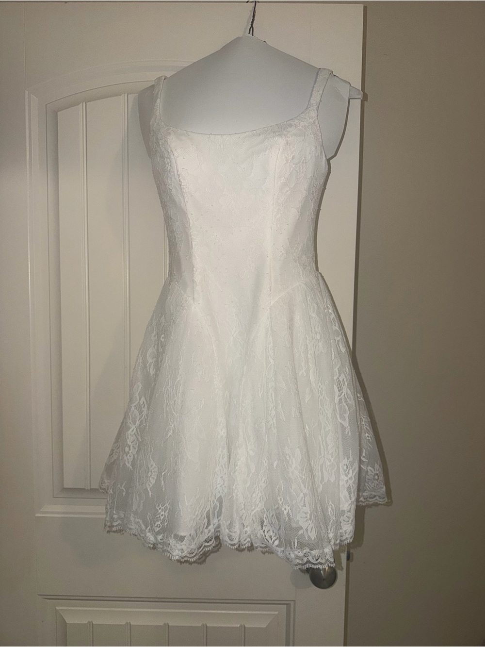 Diamond White A-Line Lace Dress